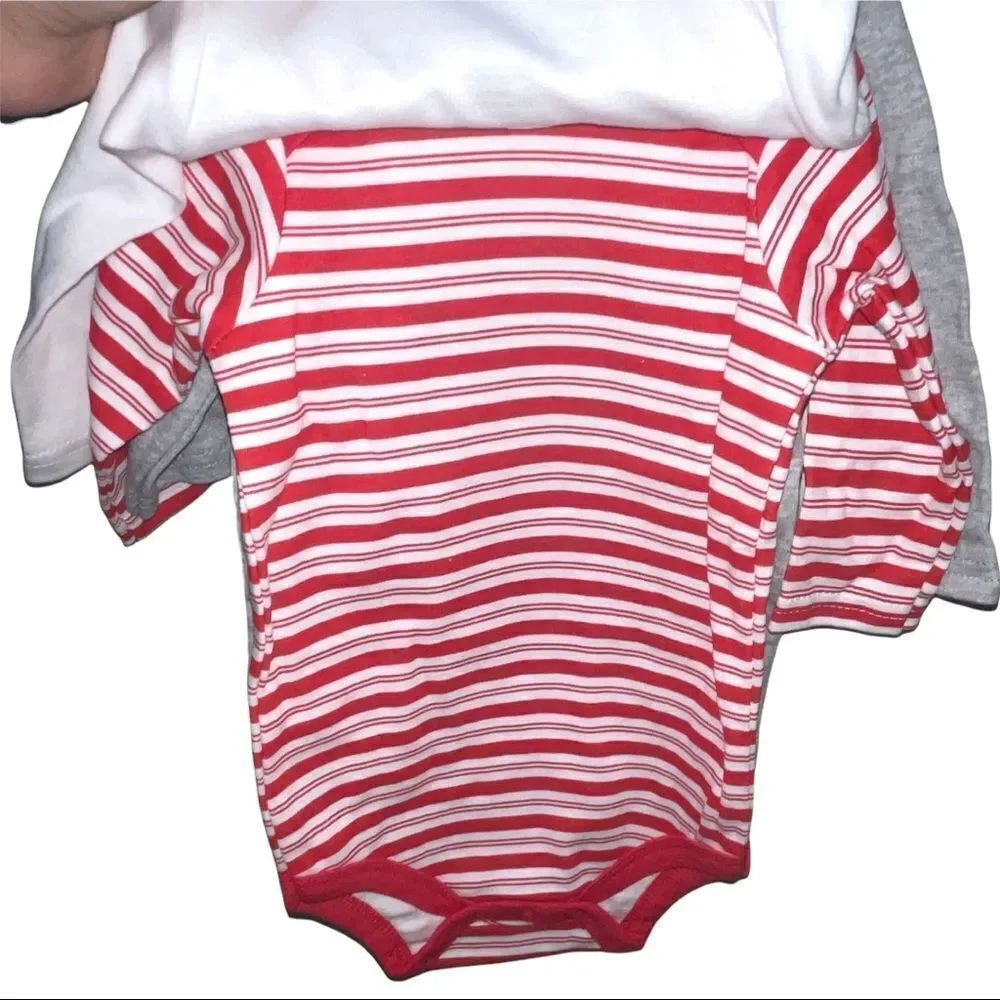 4/$25 - NWT Little Treasure Christmas Holiday‎ Long Sleeve Onesie Multipack